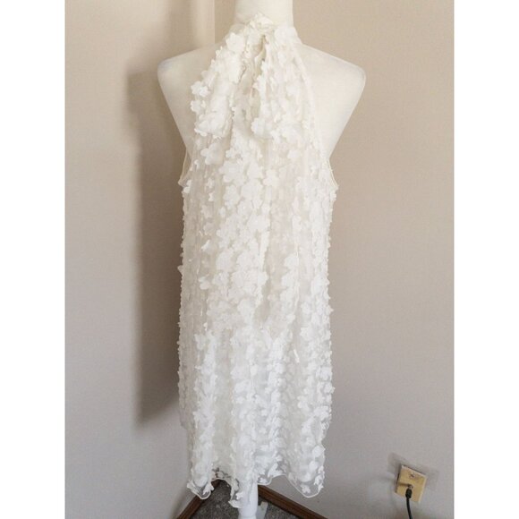 Anthropologie Eva Franco Floral Appliqué Swing Halter Neck White Sleeveless Mini - Picture 4 of 16